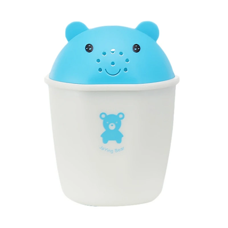 Милая мультяшная детская душевая ложка для душа, насадка для полива, бутылочка для детей, мытье волос, Байлер, шампунь, чашка, инструмент для ухода за младенцем - Цвет: Синий
