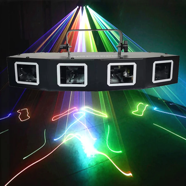 Proiettore Laser da discoteca a colori DMX512 a quattro lenti LED Laser  Light Stage Laser scansione effetti illuminazione per natale DJ Party -  AliExpress
