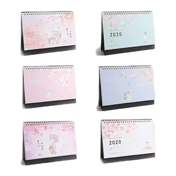 

Beautiful Cherry Pattern Standing Paper 2020 Double Coil Calendar Memo Daily Schedule Table Planner Yearly Agenda Desk Organizer