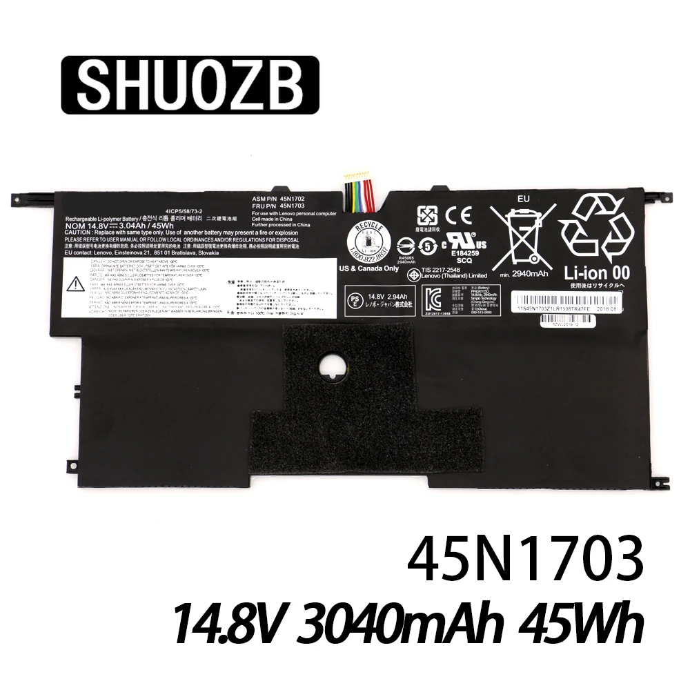 Аккумулятор 45N1703 45N1700 45N1701 45N1702 X1 для ноутбука Lenovo ThinkPad Carbon Gen3 20A7 20A8 4ICP5/58/73 2 14 8 в 45