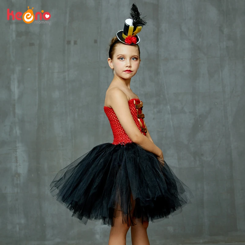 Carnival Circus Ringmaster Tutu Dress with Headband Girls Birthday Party Fancy Dress Lion Tamer Halloween Cosplay Costume