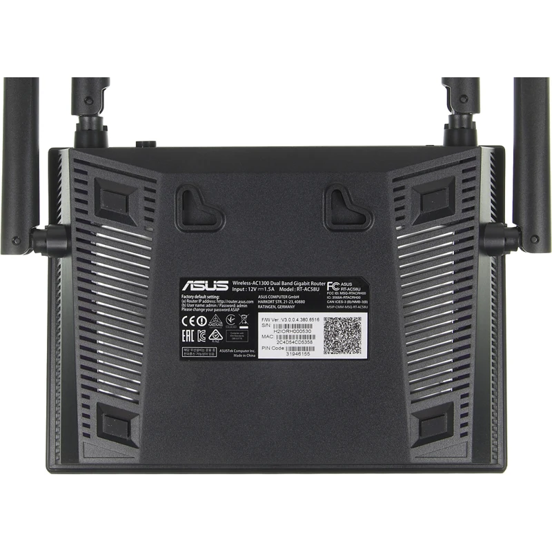 Роутер беспроводной Asus RT-AC58U AC1300 10/100/1000BASE-TX/4G ready черный