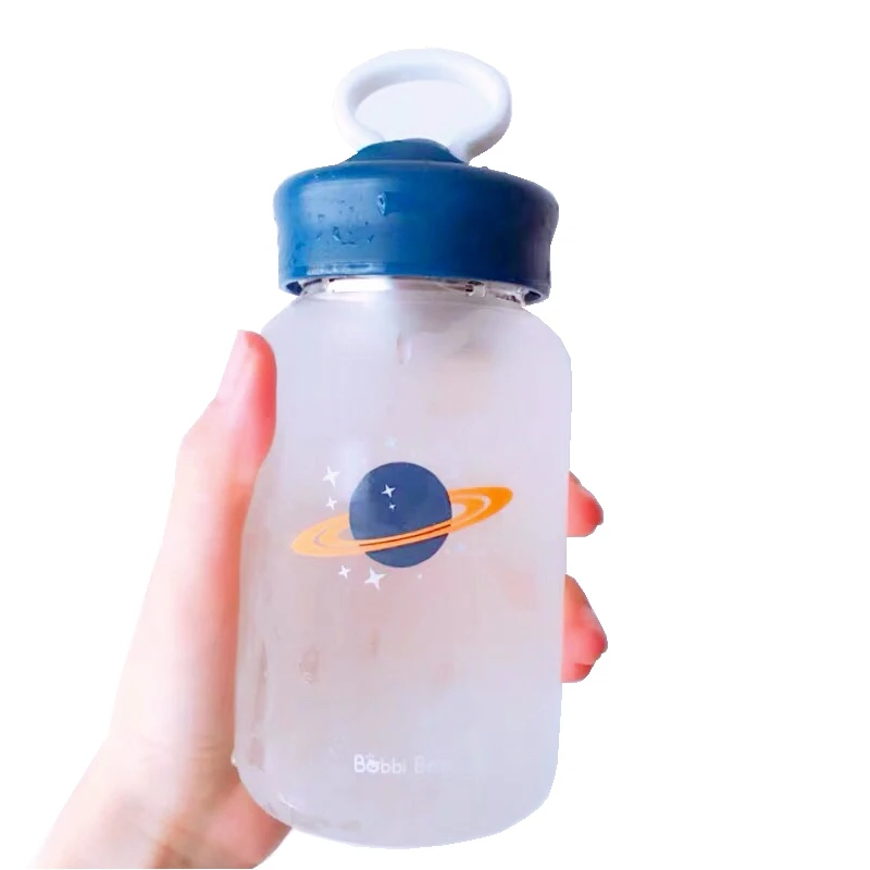 Ins Мини модная Милая бутылка для воды бутылки для воды прекрасный стеклянный мультфильм пространство взрослых прямая Питьевая 460 мл подарок на день