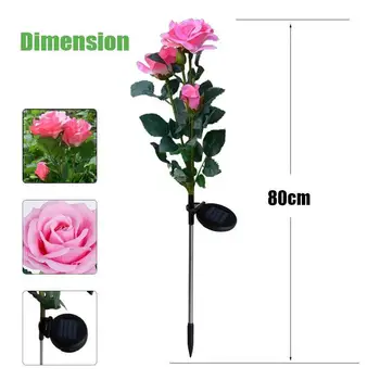 

3 Heads Solar Rose Light LED Flower Lawn Stake Lamp Yard Garden Path Decoration Waterproof For Home Outdoor O9M4