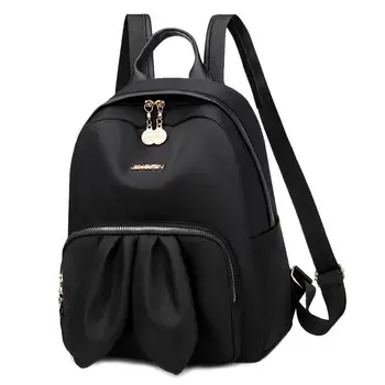 

Women Backpack Cute Rabbit Ears Women Girls Oxford Solid Color School Bookbag Multi-function Casual Travel Simple Knapsack