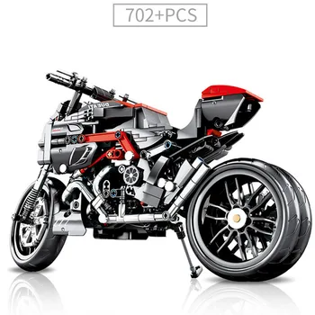 

702pcs Building Blocks Model Bricks Drivable motorcycle Mechanical DIY password series Children Toy Gift