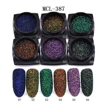 6-Цвет/Чехол трансграничной Маникюр С кристалалми и стразами пудра суперяркая градиент Мерцающий Порошок блестки лазерный порошок светло-ч