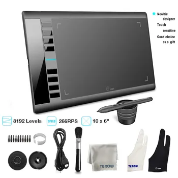 شراءUGEE M708 V3 8192 مستويات لويحة الرسم البياني اللوحي الرقمي توقيع لوحة قلم رسم للكتابة اللوحة 10x6 بوصة منطقة
