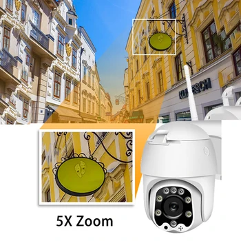 

Wide View Outdoor Waterproof Home Surveillance 2MP 5X Zoom Durable Two Way Audio PTZ WiFi Security Camera HD 1080P Night Vision