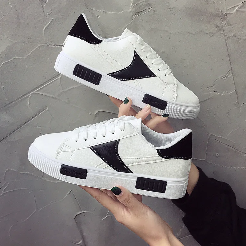 

King Sweet Celebrity Style White Shoes 2019 New Style WOMEN'S Shoes Fashion Casual Board Shoes Platform Lace-up Mixed Colors Sho