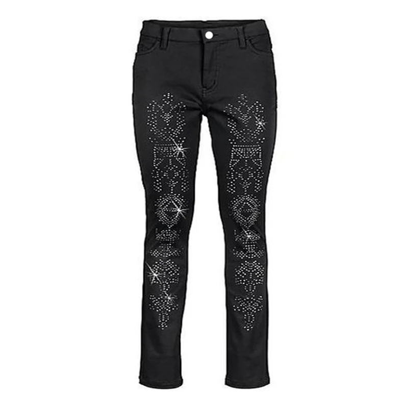 Men's Black Stretchy Jeans Skinny Slim Fit Hot Drill Punk Streetwear Hip hop Rap Biker Trousers Men Letter Denim Pencil Pants