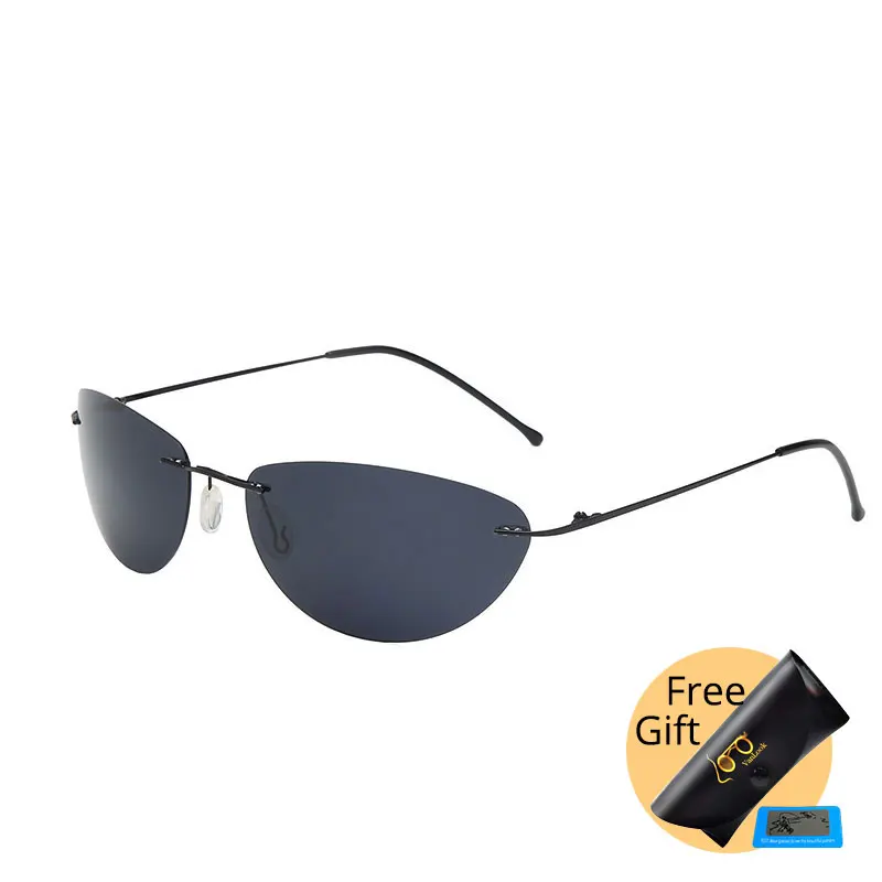 Occhiali Da Sole Senza Montatura In Metallo UV400 - Modello Quadrato Uomo Donna, Lenti Sfumate - 4