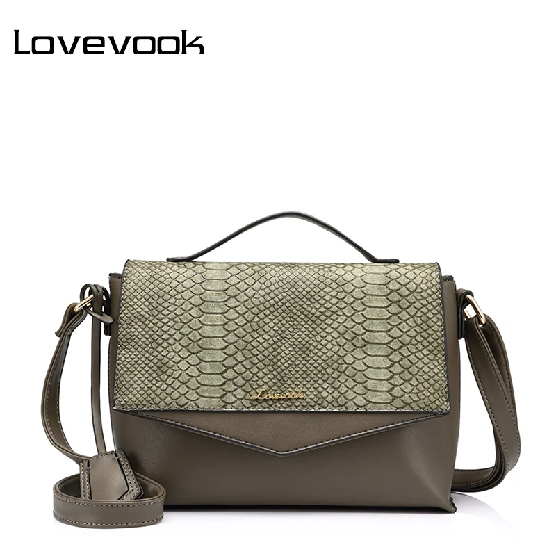 Женская сумка через плечо LOVEVOOK, не большая сумочка с короткими ручками, повседневая наплечная сумка с крокодиловым принтом в заслонок, из искусственной кожи