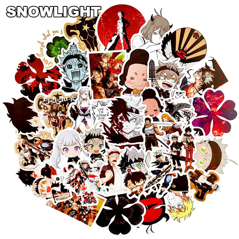 10 50pcs set black clover japanese anime stickers for toy bicycle motorcycle scrapbook skateboard snowboard laptop luggage stickers aliexpress