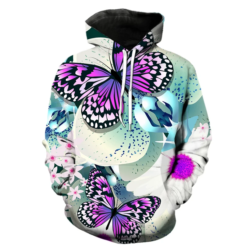 Exquisite cartoon Butterfly 3D Print Hoodie Men Women Winter Fashion Casual Pullover Harajuku Streetwear Sweatshirts Tops plain black hoodie