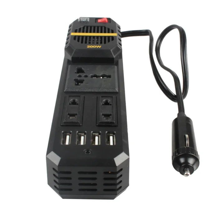 Усовершенствованный автомобильный инвертор 200W 12V постоянного тока до 220V инвертор 4 Порты usb для ноутбука Смартфон бытовой JR предложения