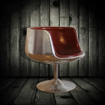 

Rivet aluminum wine glass Cafe chair bar chair Fashion art living room lounge chair Handmade European aluminum leather chair