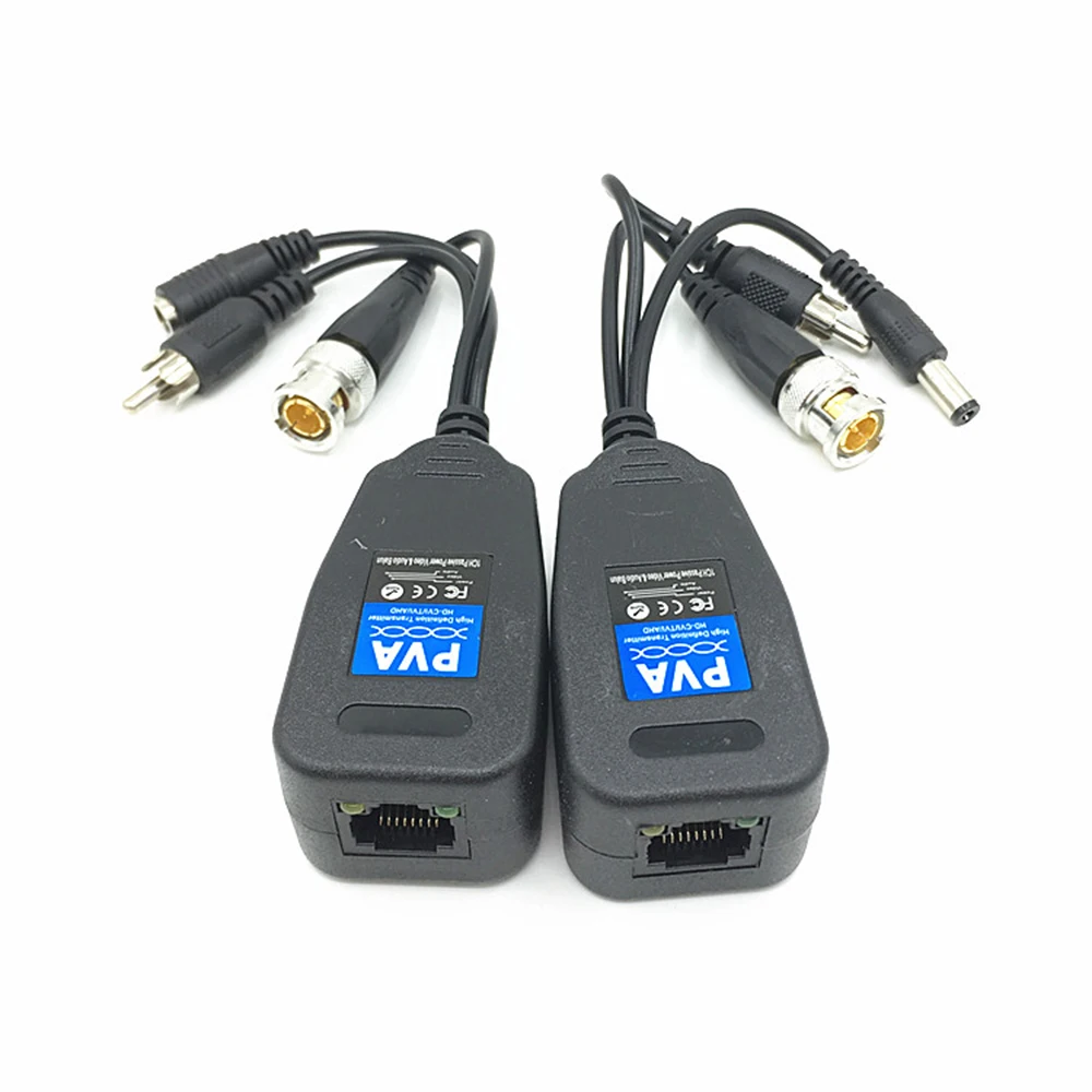 Balun-fuente de alimentación de vídeo HD BNC de 8MP, Audio a conector RJ45, transceptor HD-CVI/TVI/AHD para sistema de cámara de vigilancia de seguridad CCTV