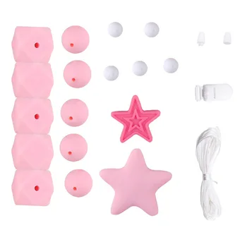 

Silicone Beads + Pacifier Clip + 3 Meters Rope Sets Personalized Handmade Pacifier Clips Holder Chain With Silicone Five Star