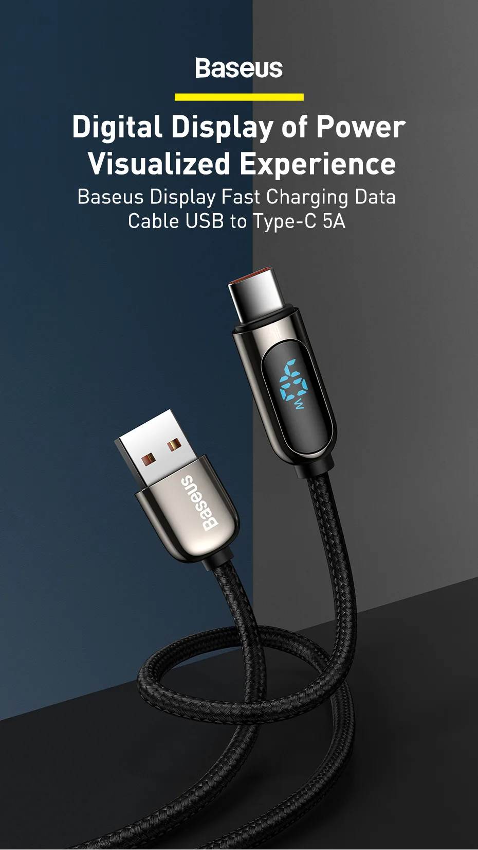 Baseus Display Fast Charging Data Cable USB to Type-C 4