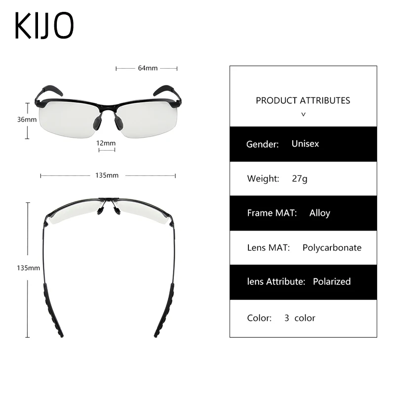 Фотохромические солнцезащитные очки Для мужчин поляризованные очки, подходят для вождения, очки-хамелеоны мужской изменения Цвет солнцезащитные очки день Ночное видение очки для вождения