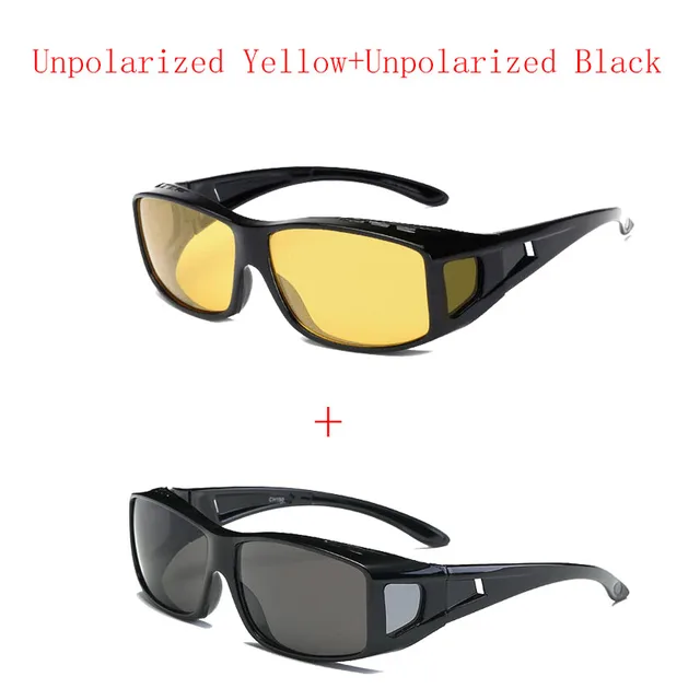 New 2 Pack Polarized Car Night Vision Goggles Sunglasses Night Driver Driving Goggles Unisex UV400 Glasses Auto Parts UP Yellow UP Black A
