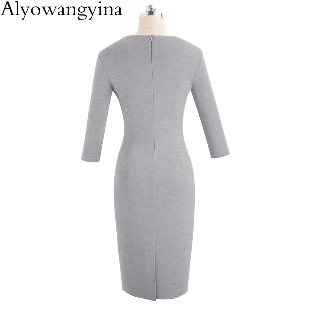 Alyowangyina Новые Модные осенние женские платья для офиса, женское платье RB485