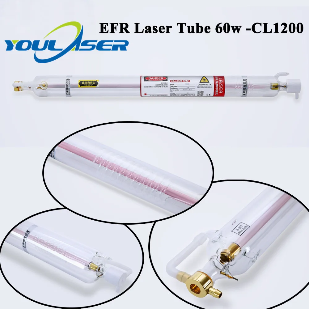 EFR 1200CL 60W Co2 лазерная стеклянная трубка для фотолампа|Запчасти
