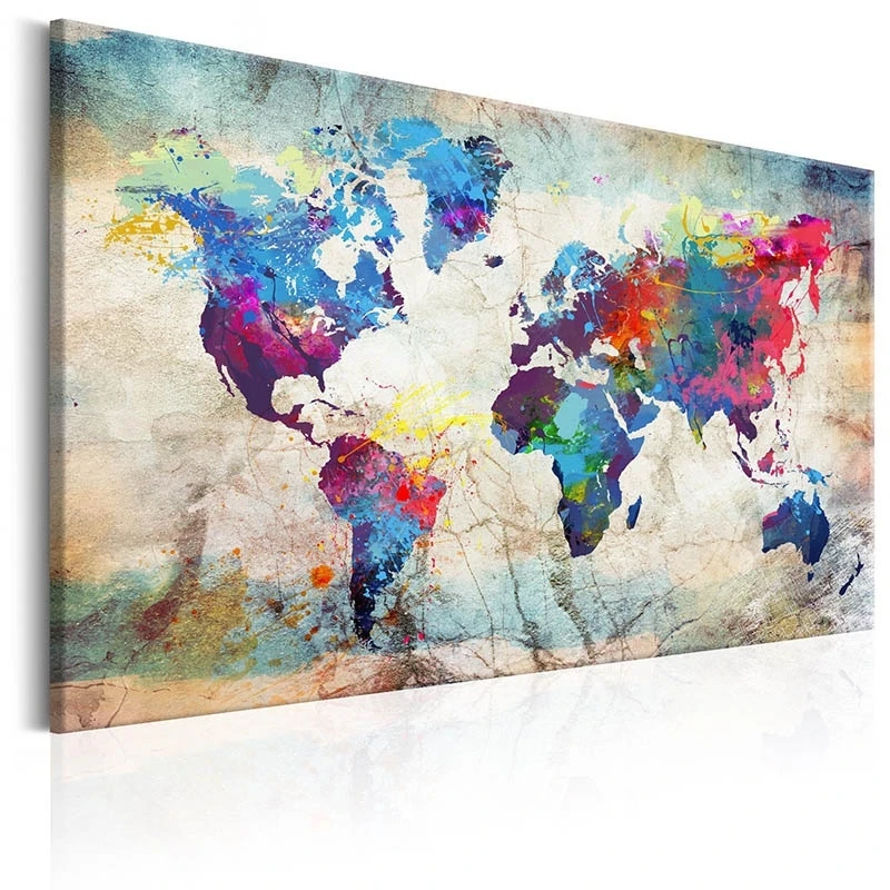 

Unframed 1 Panel HD Printed Canvas Print Painting World Map Home Decoration Wall Pictures for Living Room Wall Art on Canvas