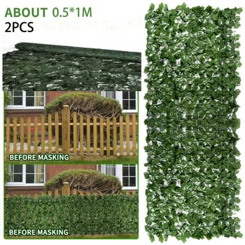 

Simulation Fence Net Plant Rattan Fence Guardrail Decoration 0.5*1m 1pcs Green Leaf
