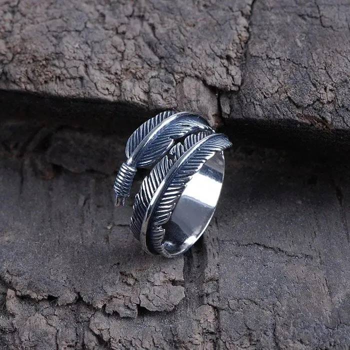 

Vintage 925 Sterling Thai Silver Luxury Leaf Shape Open Ended Rings Resizable Weird Charm Noble Ring Street Fighter Dead Leaves