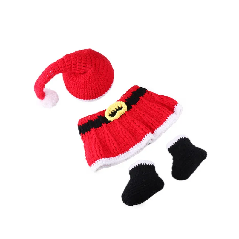 Hand-woven Newborn Christmas Costume Cute Baby Photography Props Christmas Hat Christmas Knit Baby Set