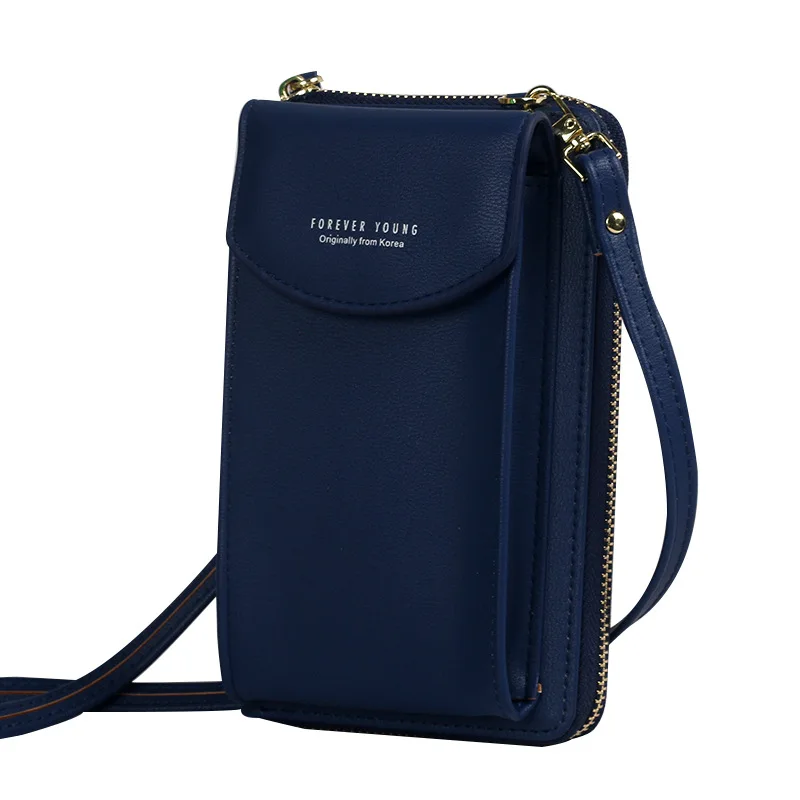 New Large Cell Phone Wallet, A Zipper,shoulder Slant Satchel - Цвет: Dark Blue