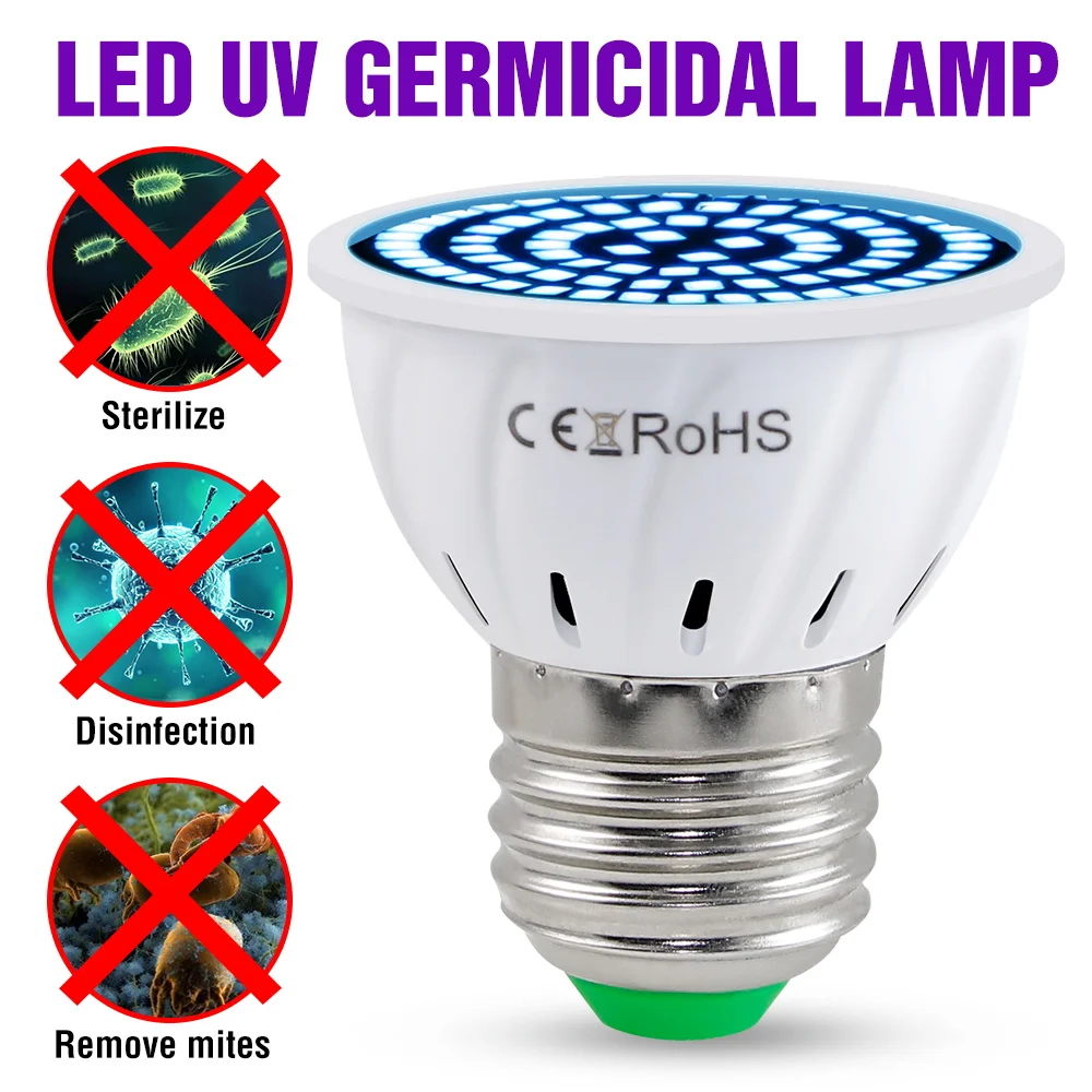 

WENNI E14 UVC Lamp E27 Germicidal LED Bulb GU10 LED UV Sterilizer Lamp MR16 Ultraviolet LED Desinfection Light 220V B22 Amuchina