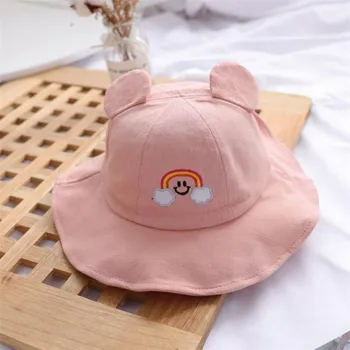 

Kids Bucket Hat Cotton 2020 Spring New Child UV Protection Fisherman Cap Boy Girl Dome Top Wide Brim Ear Cap 3-8T