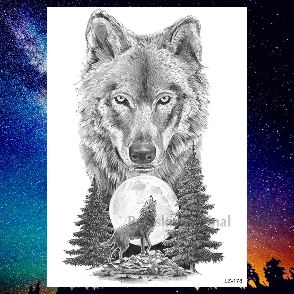 PLZ178 DIY Geometric Wolf Temporary Tattoos For Women Men Body Art Arm Tattoos Sticker Realistic Fake Dreamcatcher Coyote Flower Tatoos - Цвет: PLZ178