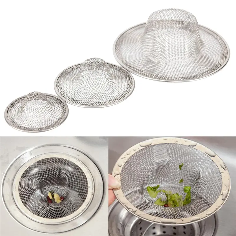3pcs/set Stainless Steel Sewer Kitchen Appliances Barbed Wire Waste Stopper / Floor Drain Sink Strainer Prevent Clogging