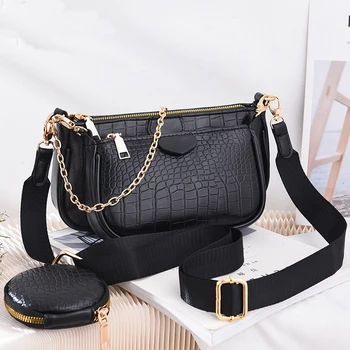 

2020 3pcs Sets Women Handbag PU Leather Shoulder Messenger Bags Mini Female Underarm Bag Ladies Chain Crossbody Bag Purse bolsa