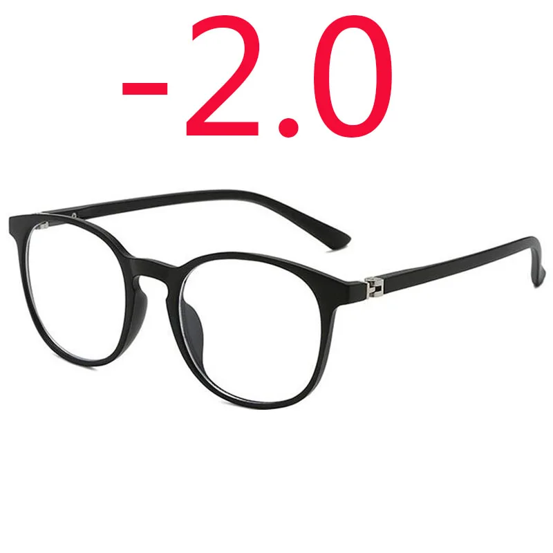 black -2.0 Литературные студенческие квадратные очки для близорукости с градусом для женщин и мужчин близорукий анти-синий светильник-1-1,5-2-2,5-3,0-3,5-4,0 - Цвет оправы: black -2.0