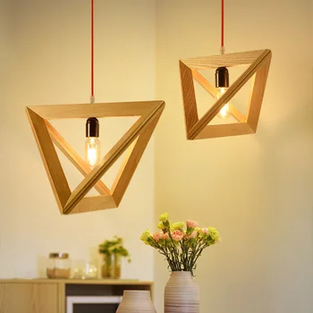

Lamparas geometricas nordicas madera maciza restaurante japones barra de leche madera maciza luces colgantes WF4121429