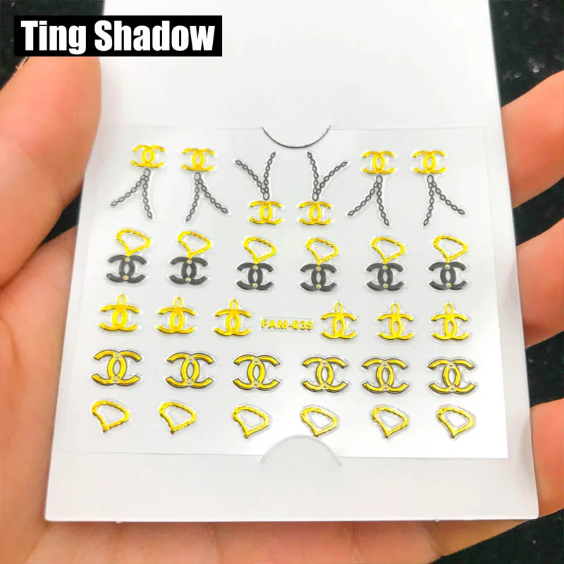 60pcs FAM039 1 Набор = 60 шт брендовых металлических наклеек для ногтей - Цвет: 60pcs FAM039
