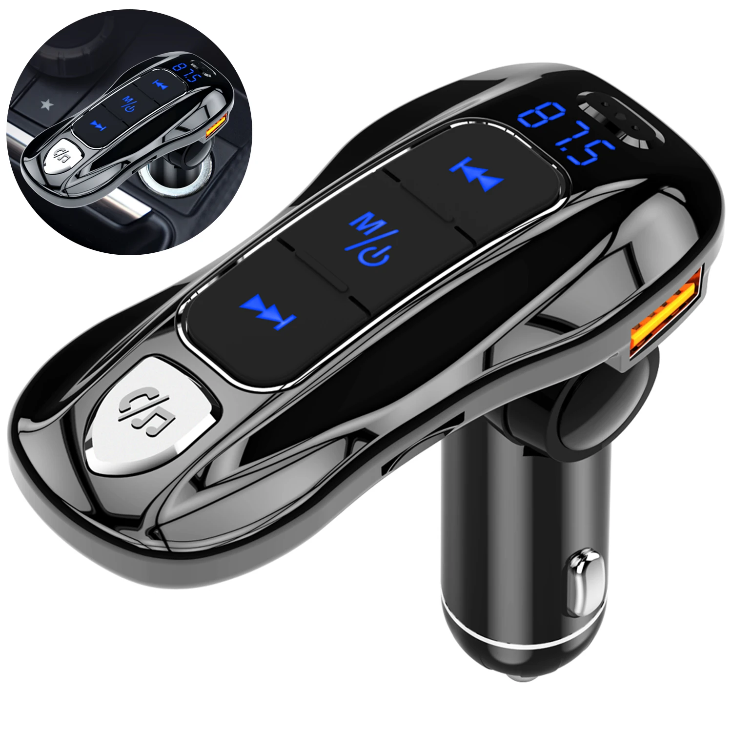 Bluetooth 5,0 автомобильный fm-передатчик PD QC 3,0 быстрое зарядное устройство Поддержка громкой связи U диск TF карта MP3 плеер Обнаружение напряжения батареи
