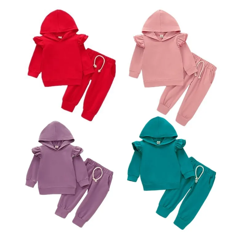 Осень 2019 однотонный хлопковый Повседневный Топ с длинным рукавом для маленьких