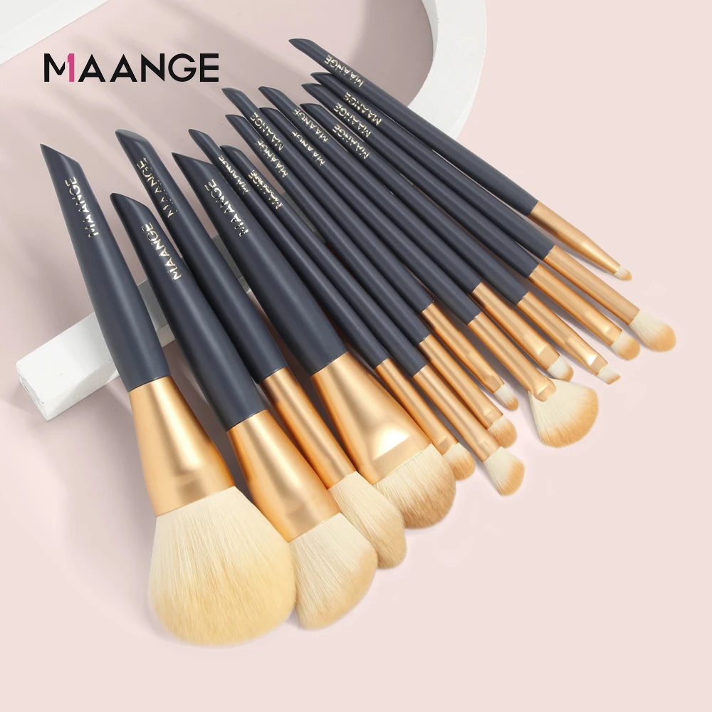 Набор кистей для макияжа MAANGE Pro 14 шт. пудры основы румян теней губ деревянный