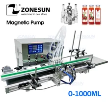 ZONESUN, 4 насадки, магнитный насос, автоматический Настольный CNC наполнитель жидкой воды с конвейером 110 V-220 V для духов, разливочная машина