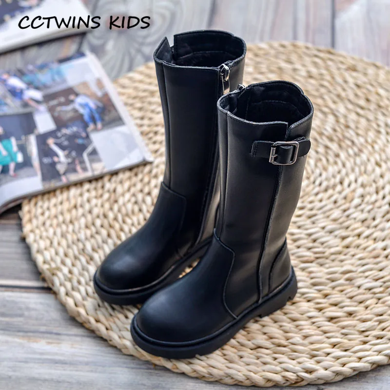 CCTWINS/детская обувь; коллекция года; зимние детские сапоги до колена; модная детская обувь для принцесс; брендовые теплые сапоги; Цвет Черный; HB029