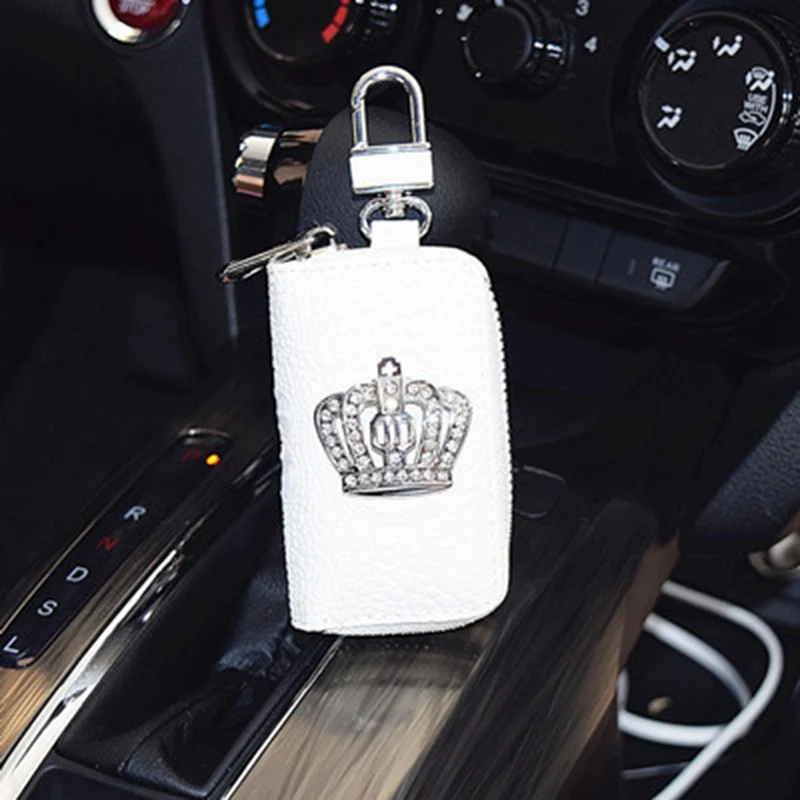 Crystal Crown автомобильный чехол для ключей органайзер для ключей сумка для хранения короткая молния авто ключ держатель Чехлы водители Обложка для водительского удостоверения - Название цвета: WT