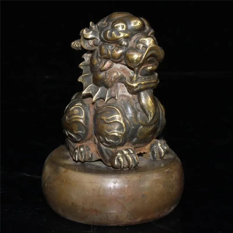 Коллекция китайский ручной работы бронзовый лев печать изысканный подарок геомантическое благоприятное украшение