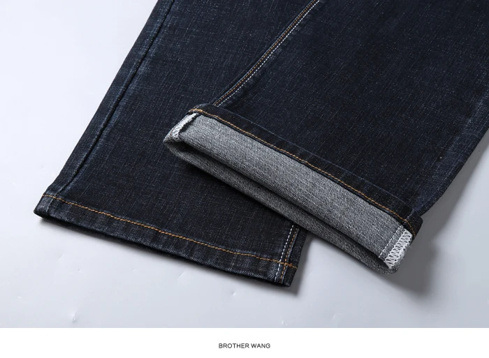 Классические мужские джинсы Новые Большие размеры 40, 42, 44 деловые модные Стрейчевые джинсовые брюки мужские черные синие Брендовые брюки
