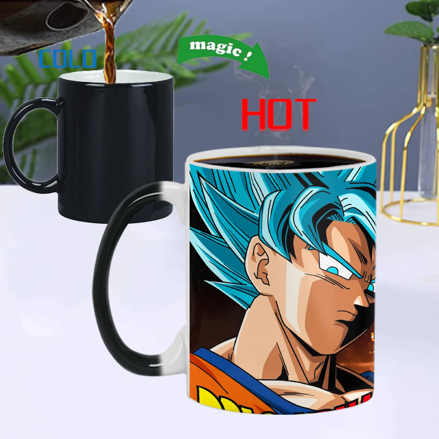 Dragon Ball Super-Goku Ss Azul Kamehameha cambiando Taza Taza Té Café Regalo